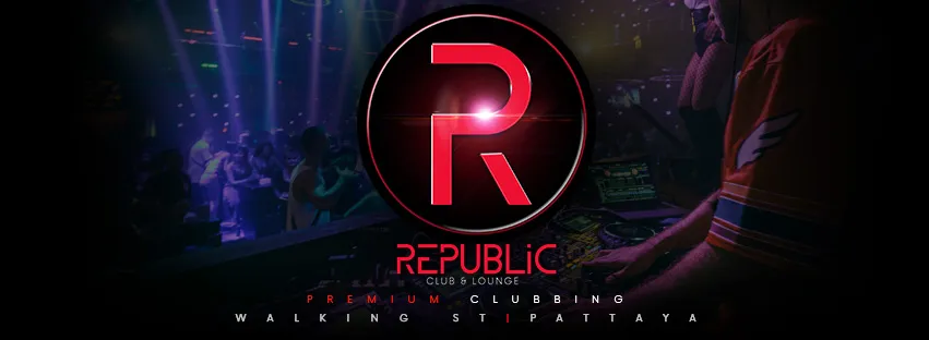 Republic Club & Lounge key art: the club’s R logo over a photo of the dance floor, captioned premium clubbing, Walking St, Pattaya